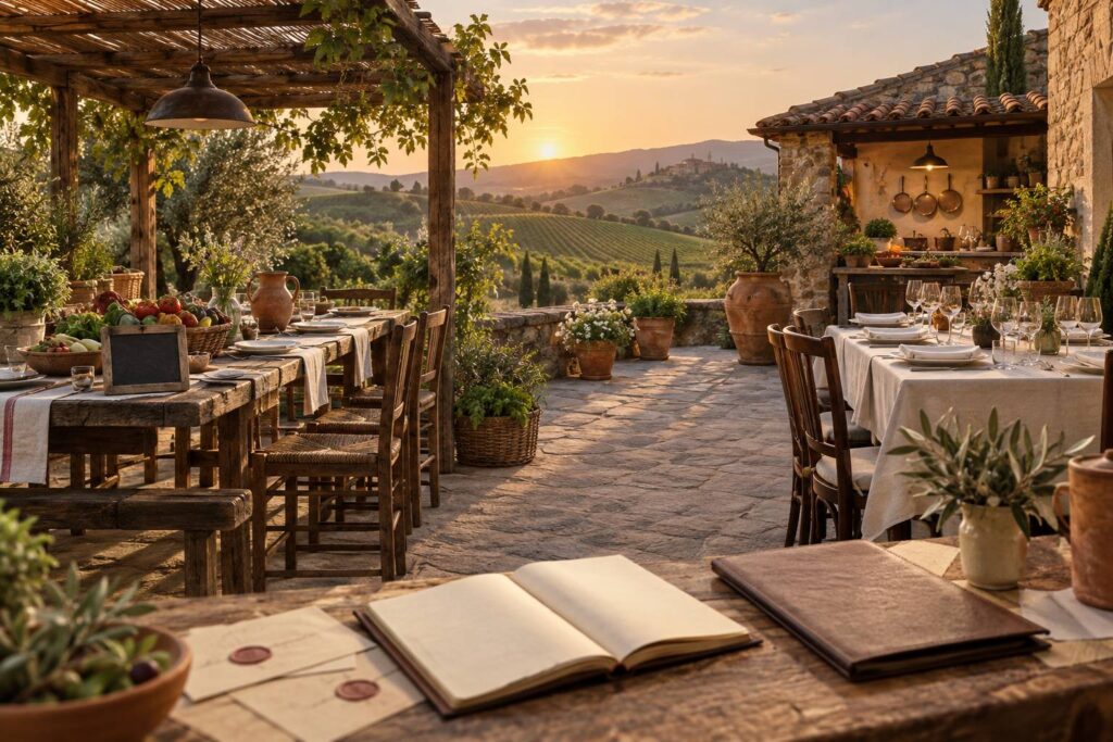 Illustration éditoriale du sujet : Agriturismo e ristorante nel Casalese: le differenze a tavola